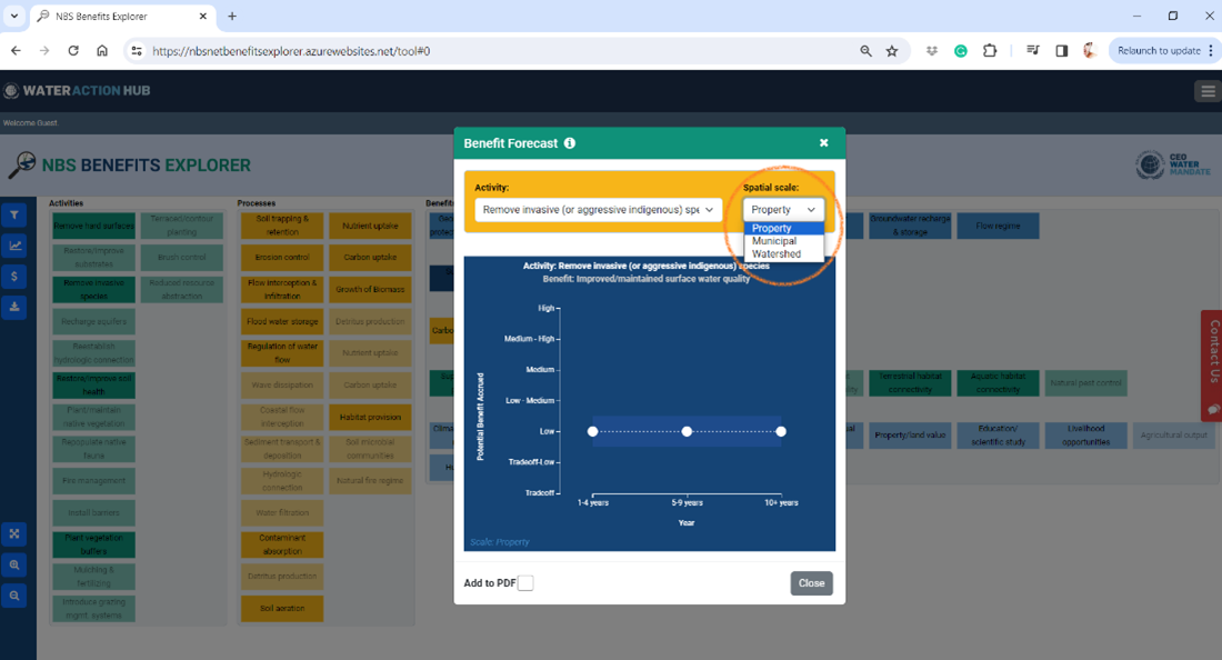 Image showing popup window of NBS forecast details.